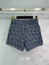 Denim monogram shorts