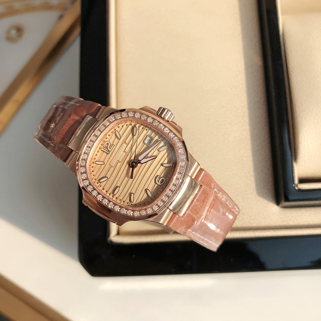 Rose Gold Diamond Bezel Watch 36 mm